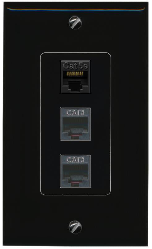 CAT5E-WHITE 2 PHONE Wall Plate [Black]