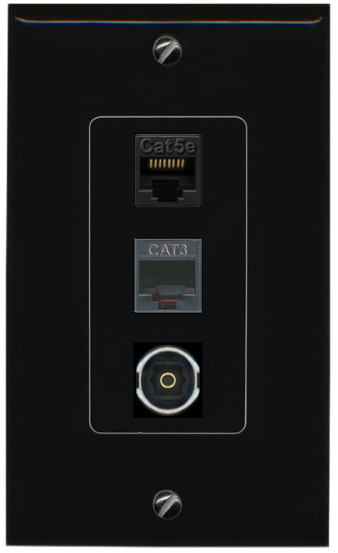 CAT5E-WHITE PHONE TOSLINK Wall Plate [Black]