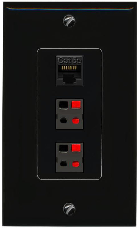 CAT5E-WHITE 2 SPEAKER Wall Plate [Black]