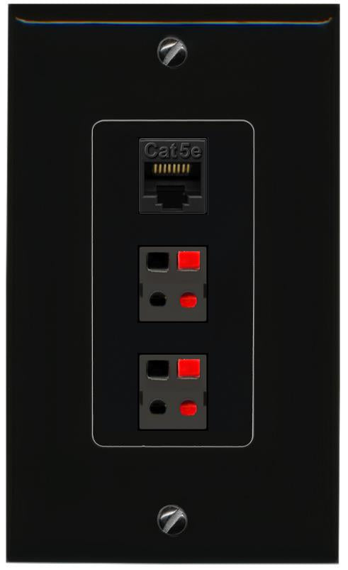 CAT5E-WHITE 2 SPEAKER Wall Plate [Black]