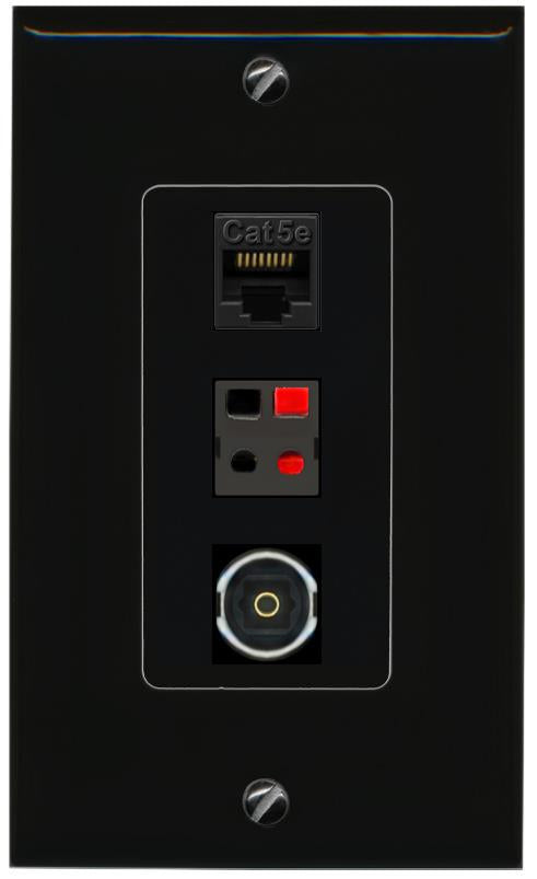 CAT5E-WHITE SPEAKER TOSLINK Wall Plate [Black]