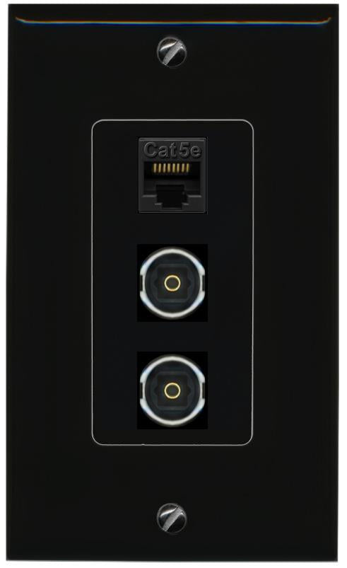 CAT5E-WHITE 2 TOSLINK Wall Plate [Black]