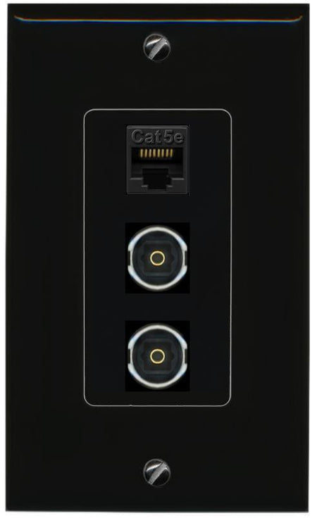 CAT5E-WHITE 2 TOSLINK Wall Plate [Black]