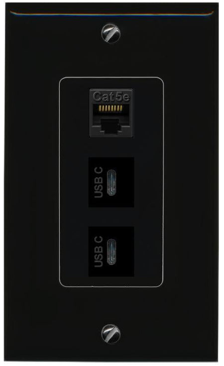 CAT5E-WHITE 2 USBC Wall Plate [Black]