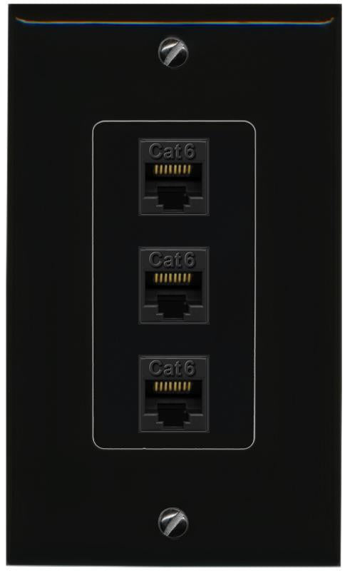 3 CAT6 Wall Plate [Black]