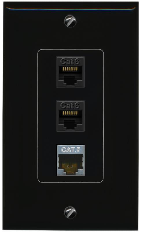 2 CAT6 CAT7 Wall Plate [Black]