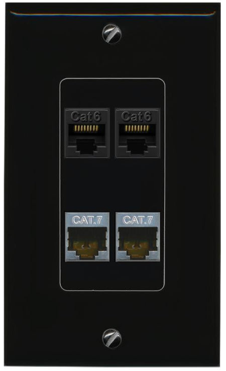 RiteAV 2 CAT6 2 CAT7 Wall Plate Decorative [Black]