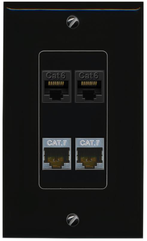 RiteAV 2 CAT6 2 CAT7 Wall Plate Decorative [Black]