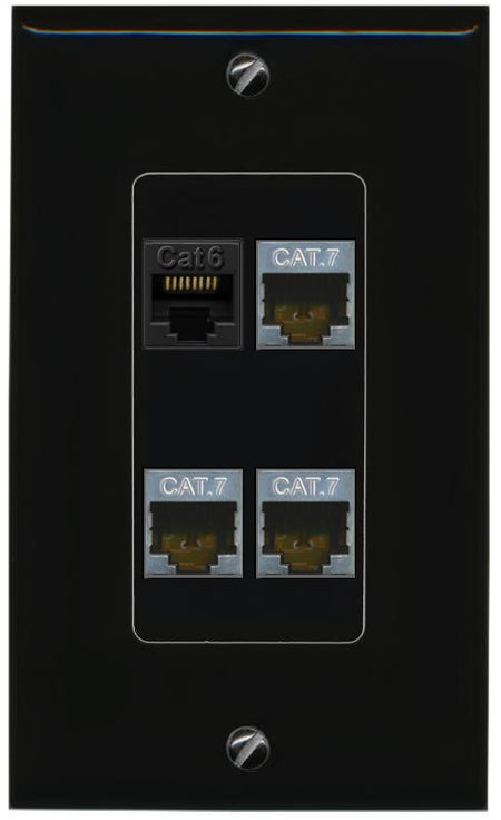 RiteAV CAT6 3 CAT7 Wall Plate Decorative [Black]