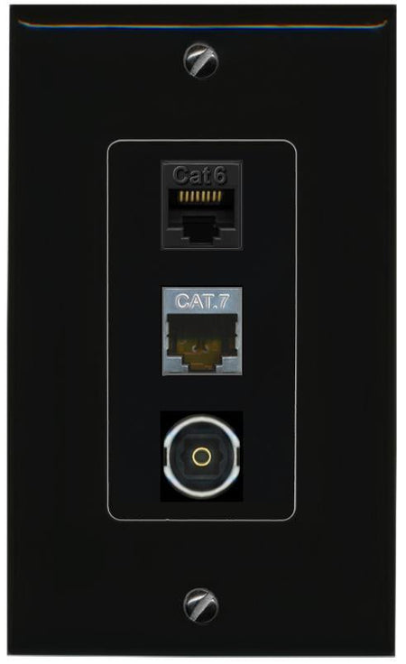 CAT6 CAT7 TOSLINK Wall Plate [Black]