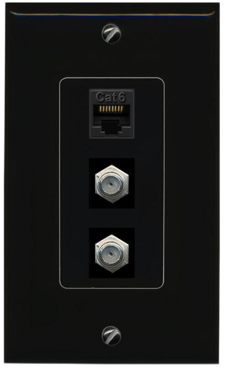 CAT6 2 COAX Wall Plate [Black]