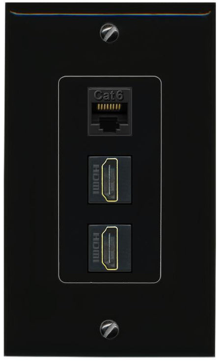 CAT6 2 HDMI Wall Plate [Black]