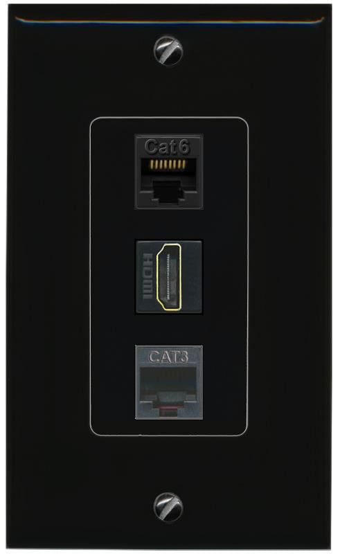 CAT6 HDMI PHONE Wall Plate [Black]