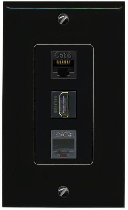 CAT6 HDMI PHONE Wall Plate [Black]