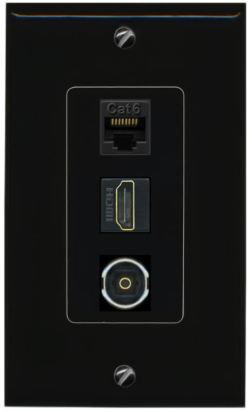 CAT6 HDMI TOSLINK Wall Plate [Black]