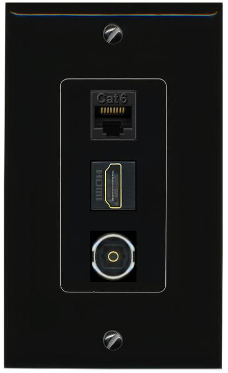 CAT6 HDMI TOSLINK Wall Plate [Black]