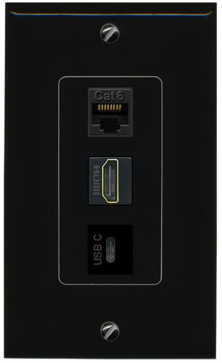 CAT6 HDMI USBC Wall Plate [Black]