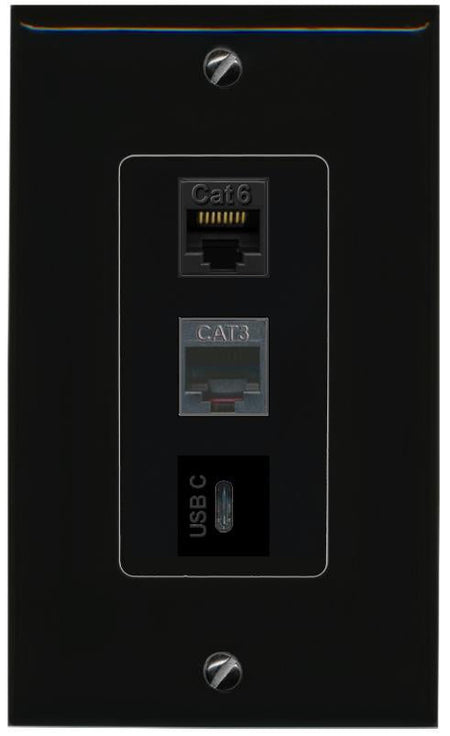 CAT6 PHONE USBC Wall Plate [Black]