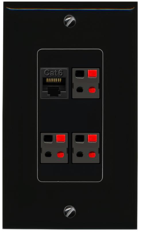 RiteAV CAT6 3 SPEAKER Wall Plate Decorative [Black]