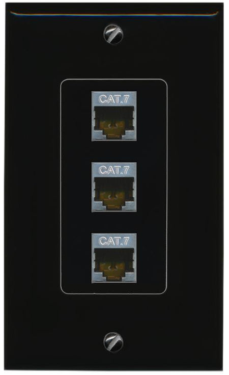 3 CAT7 Wall Plate [Black]