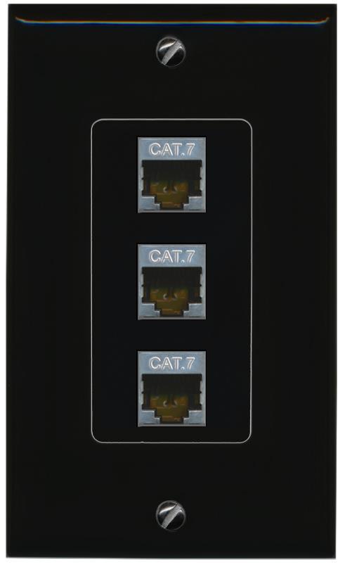 3 CAT7 Wall Plate [Black]