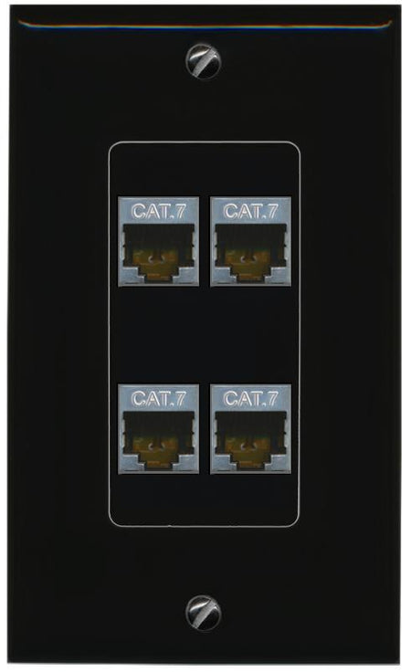RiteAV 4 CAT7 Wall Plate Decorative [Black]