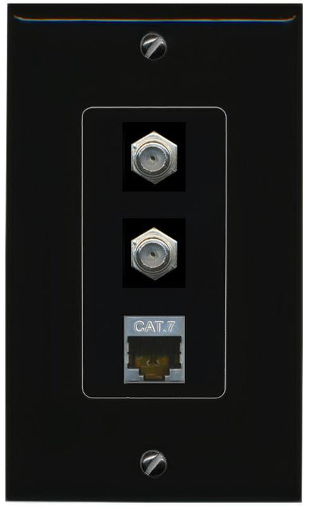 CAT7 2 COAX Wall Plate [Black]