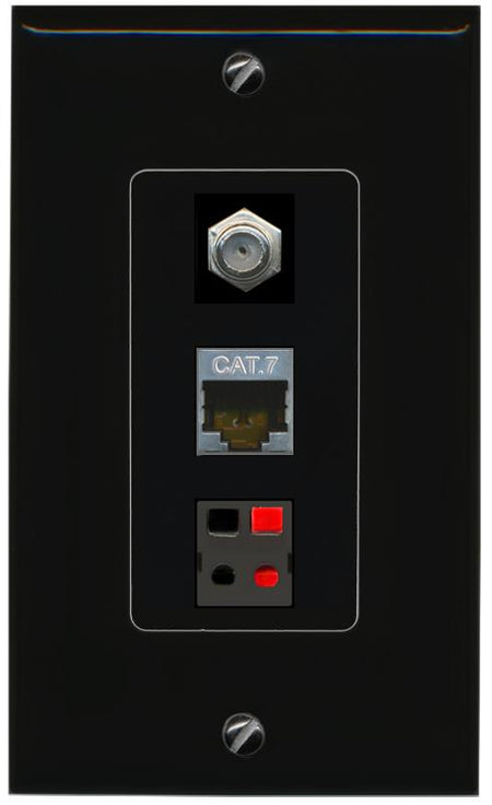 CAT7 COAX SPEAKER Wall Plate [Black]