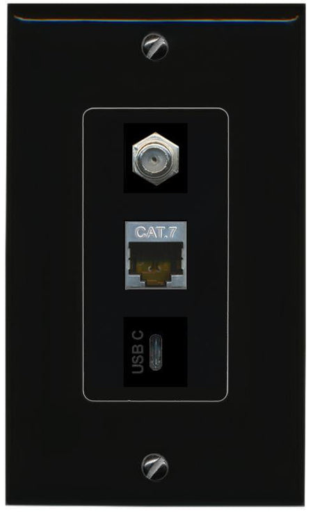 CAT7 COAX USBC Wall Plate [Black]