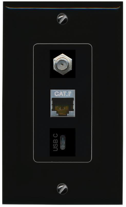 CAT7 COAX USBC Wall Plate [Black]