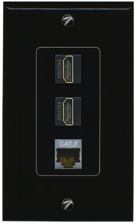 CAT7 2 HDMI Wall Plate [Black]