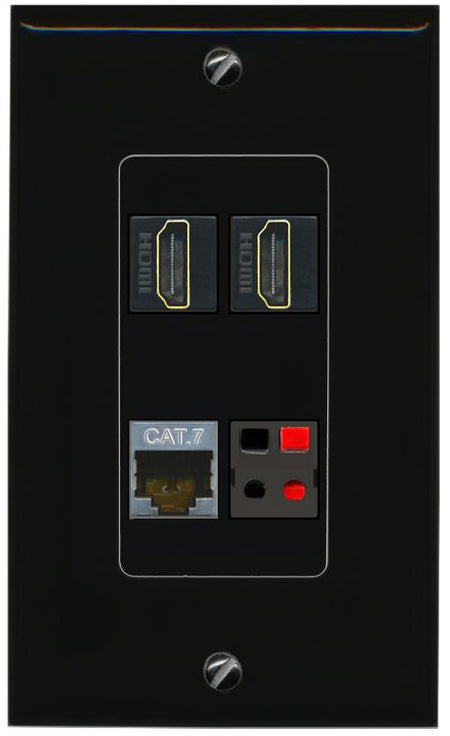 RiteAV CAT7 2 HDMI SPEAKER Wall Plate Decorative [Black]