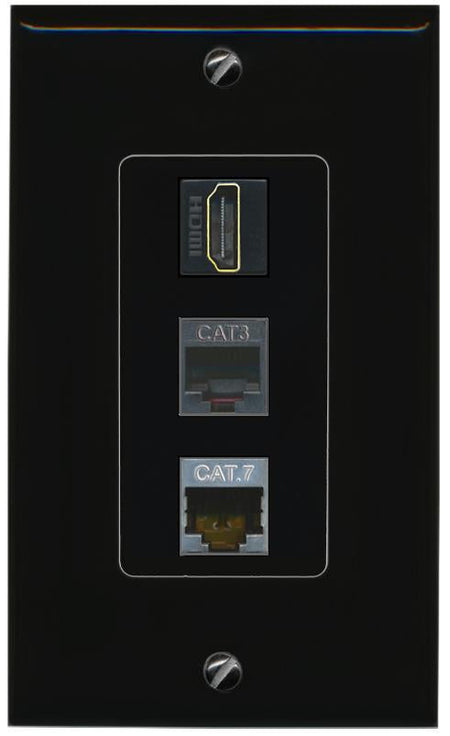 CAT7 HDMI PHONE Wall Plate [Black]