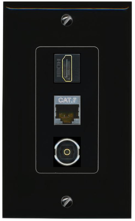 CAT7 HDMI TOSLINK Wall Plate [Black]