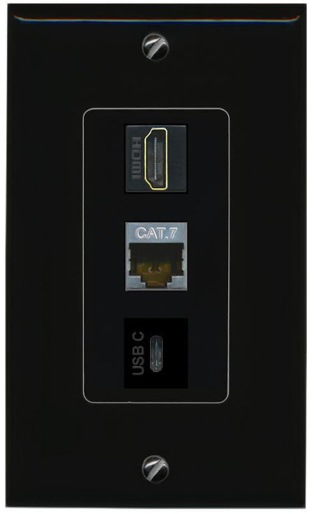 CAT7 HDMI USBC Wall Plate [Black]