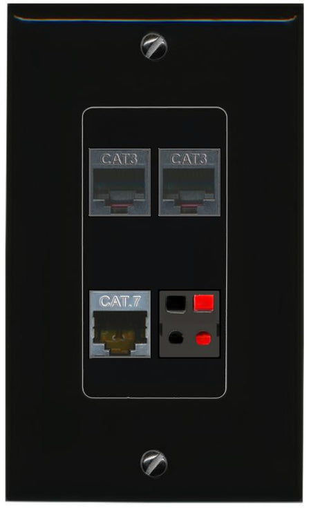 RiteAV CAT7 2 PHONE SPEAKER Wall Plate Decorative [Black]