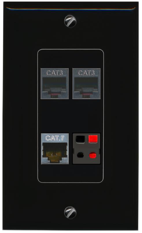 RiteAV CAT7 2 PHONE SPEAKER Wall Plate Decorative [Black]