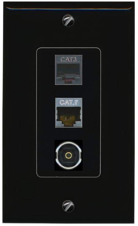 CAT7 PHONE TOSLINK Wall Plate [Black]