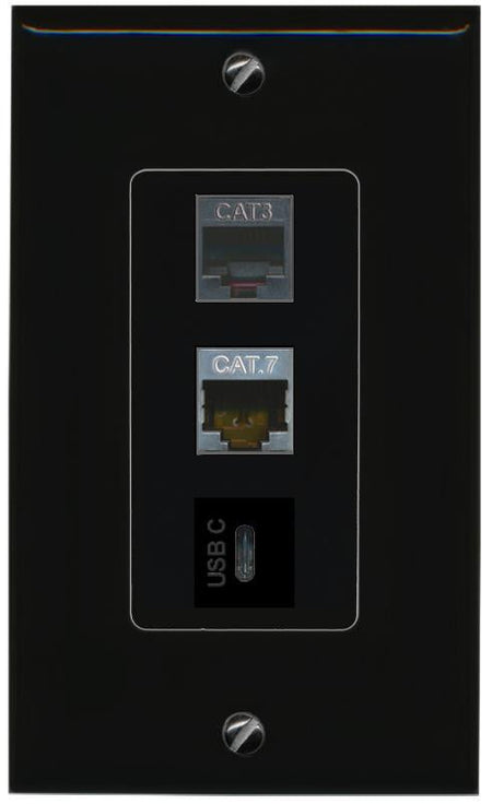 CAT7 PHONE USBC Wall Plate [Black]