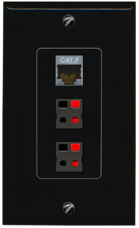 CAT7 2 SPEAKER Wall Plate [Black]