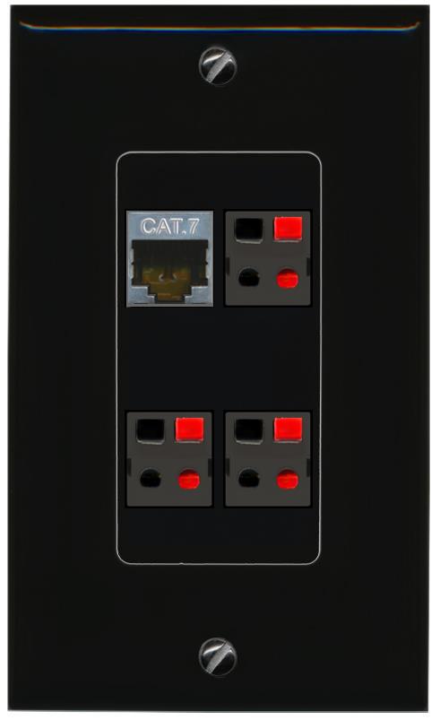 RiteAV CAT7 3 SPEAKER Wall Plate Decorative [Black]