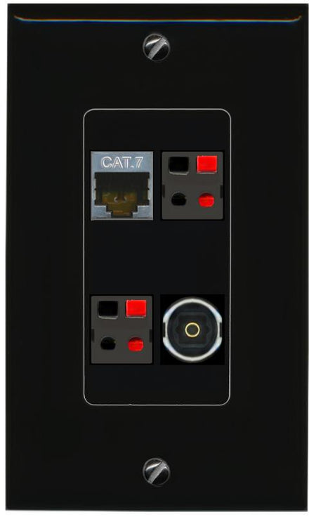 RiteAV CAT7 2 SPEAKER TOSLINK Wall Plate Decorative [Black]