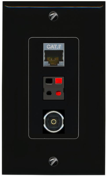 CAT7 SPEAKER TOSLINK Wall Plate [Black]