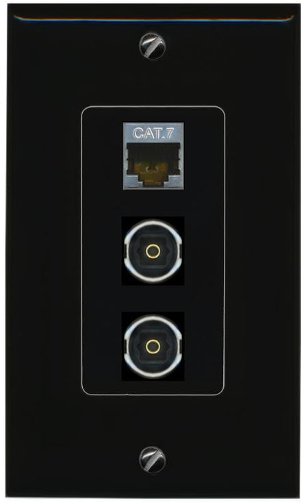 CAT7 2 TOSLINK Wall Plate [Black]