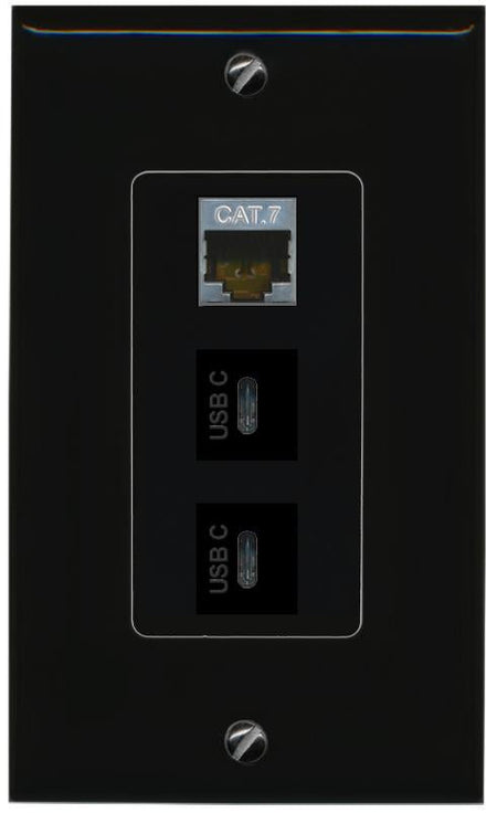 CAT7 2 USBC Wall Plate [Black]