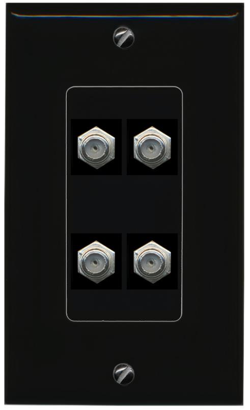 RiteAV 4 COAX Wall Plate Decorative [Black]