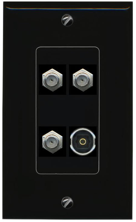 RiteAV 3 COAX TOSLINK Wall Plate Decorative [Black]