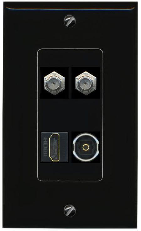 RiteAV 2 COAX HDMI TOSLINK Wall Plate Decorative [Black]