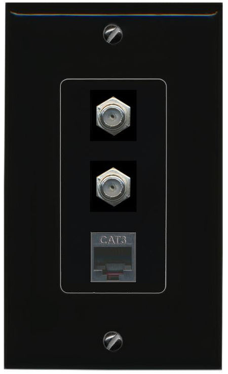 2 COAX PHONE Wall Plate [Black]