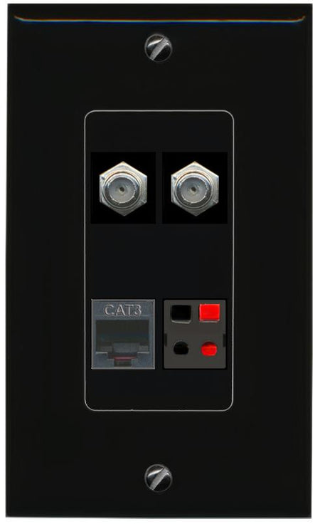 RiteAV 2 COAX PHONE SPEAKER Wall Plate Decorative [Black]